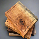 Spalted Maple Square Cutting Board with Juice Grooves and Built-In Handle